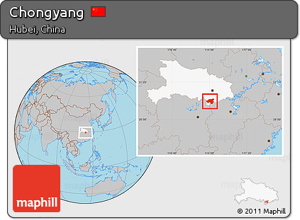 Gray Location Map of Chongyang, highlighted parent region