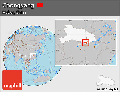 Gray Location Map of Chongyang, highlighted parent region
