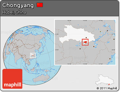Gray Location Map of Chongyang, highlighted parent region