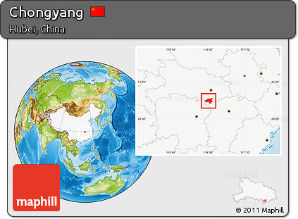 Physical Location Map of Chongyang, highlighted country