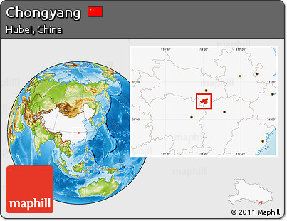 Physical Location Map of Chongyang, highlighted country