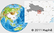 Physical Location Map of Chongyang, highlighted country, highlighted parent region