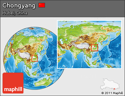 Physical Location Map of Chongyang, highlighted parent region, within the entire country