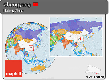 Political Location Map of Chongyang, highlighted country, highlighted parent region, within the entire country