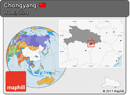 Political Location Map of Chongyang, highlighted country, highlighted parent region