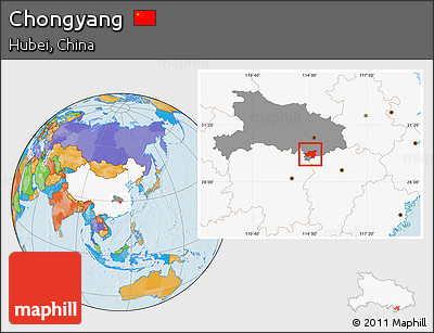 Political Location Map of Chongyang, highlighted country, highlighted parent region