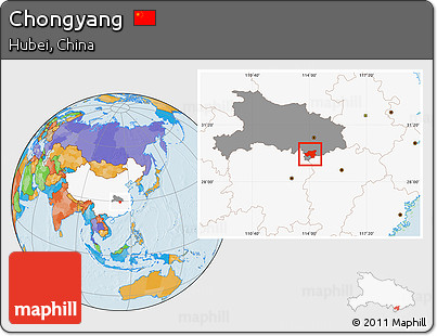 Political Location Map of Chongyang, highlighted country, highlighted parent region