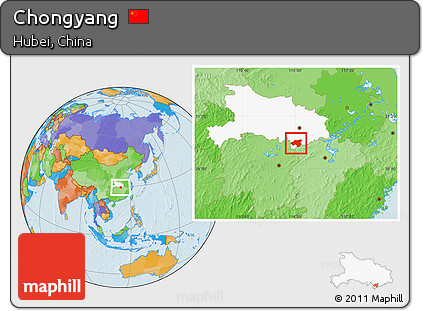 Political Location Map of Chongyang, highlighted parent region