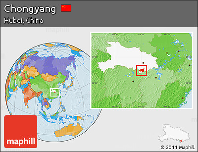 Political Location Map of Chongyang, highlighted parent region
