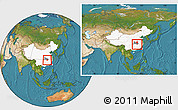 Satellite Location Map of Chongyang, highlighted country, highlighted parent region, within the entire country