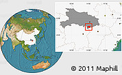 Satellite Location Map of Chongyang, highlighted country, highlighted parent region