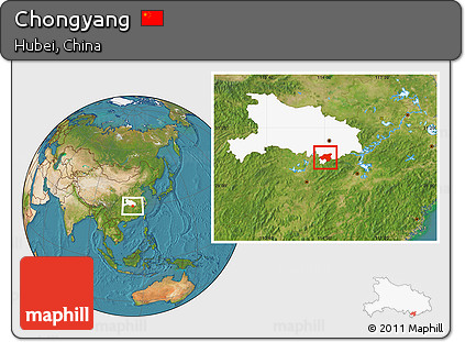 Satellite Location Map of Chongyang, highlighted parent region