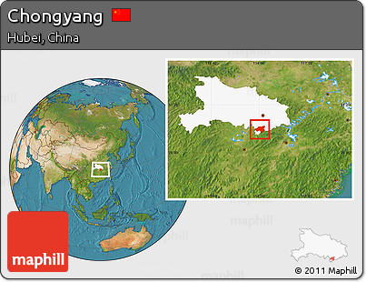 Satellite Location Map of Chongyang, highlighted parent region