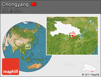Satellite Location Map of Chongyang, highlighted parent region