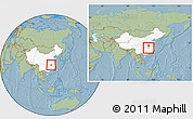 Savanna Style Location Map of Chongyang, highlighted country, within the entire country, hill shading