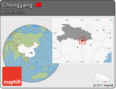 Savanna Style Location Map of Chongyang, highlighted country, highlighted parent region
