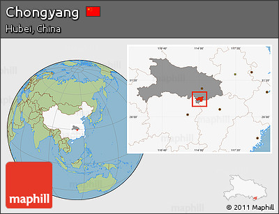 Savanna Style Location Map of Chongyang, highlighted country, highlighted parent region