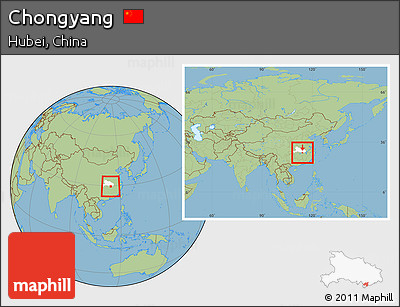 Savanna Style Location Map of Chongyang, highlighted parent region, within the entire country