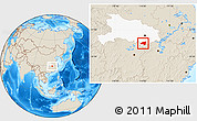Shaded Relief Location Map of Chongyang, highlighted parent region