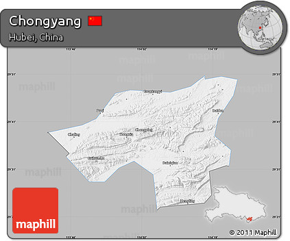 Gray Map of Chongyang, single color outside