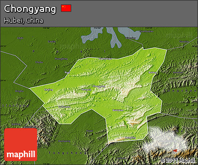Physical Map of Chongyang, darken