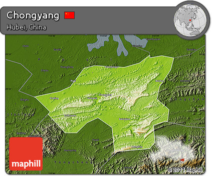 Physical Map of Chongyang, darken