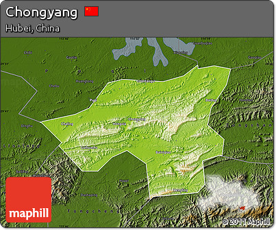 Physical Map of Chongyang, darken