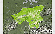 Physical Map of Chongyang, darken, semi-desaturated