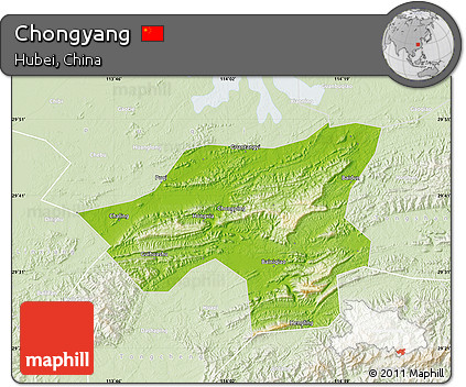 Physical Map of Chongyang, lighten