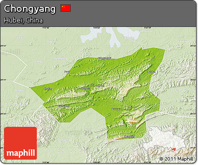 Physical Map of Chongyang, lighten
