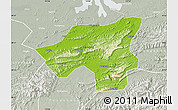 Physical Map of Chongyang, lighten, semi-desaturated