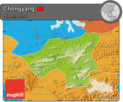 Physical Map of Chongyang, political outside