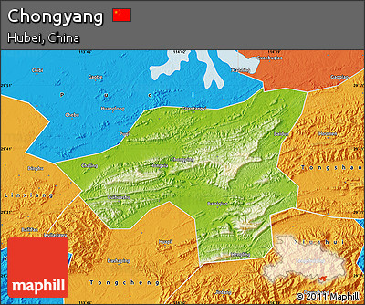 Physical Map of Chongyang, political outside