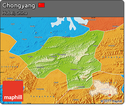 Physical Map of Chongyang, political outside