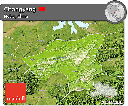 Physical Map of Chongyang, satellite outside