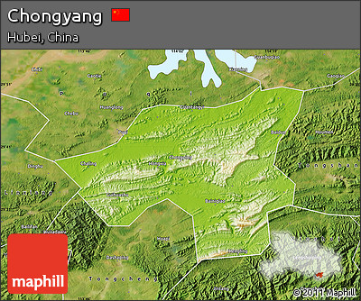 Physical Map of Chongyang, satellite outside