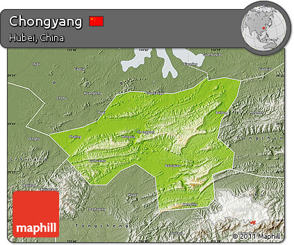 Physical Map of Chongyang, semi-desaturated
