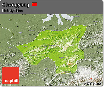 Physical Map of Chongyang, semi-desaturated