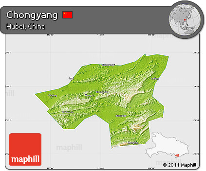 Physical Map of Chongyang, single color outside