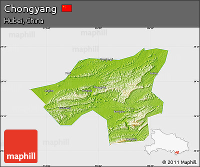Physical Map of Chongyang, single color outside
