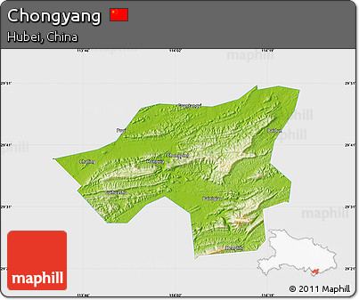 Physical Map of Chongyang, single color outside