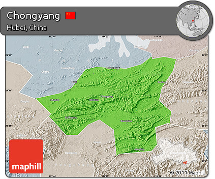 Political Map of Chongyang, lighten, semi-desaturated