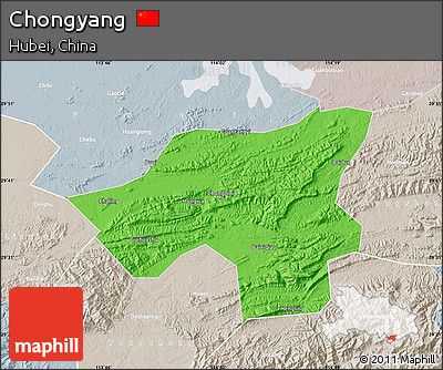 Political Map of Chongyang, lighten, semi-desaturated