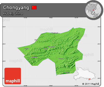 Political Map of Chongyang, single color outside
