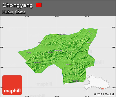 Political Map of Chongyang, single color outside