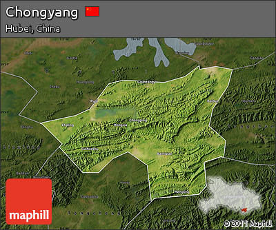 Satellite Map of Chongyang, darken
