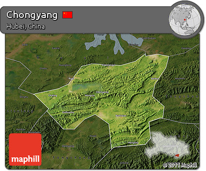 Satellite Map of Chongyang, darken