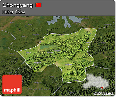 Satellite Map of Chongyang, darken
