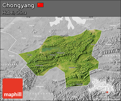 Satellite Map of Chongyang, lighten, desaturated