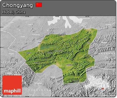 Satellite Map of Chongyang, lighten, desaturated